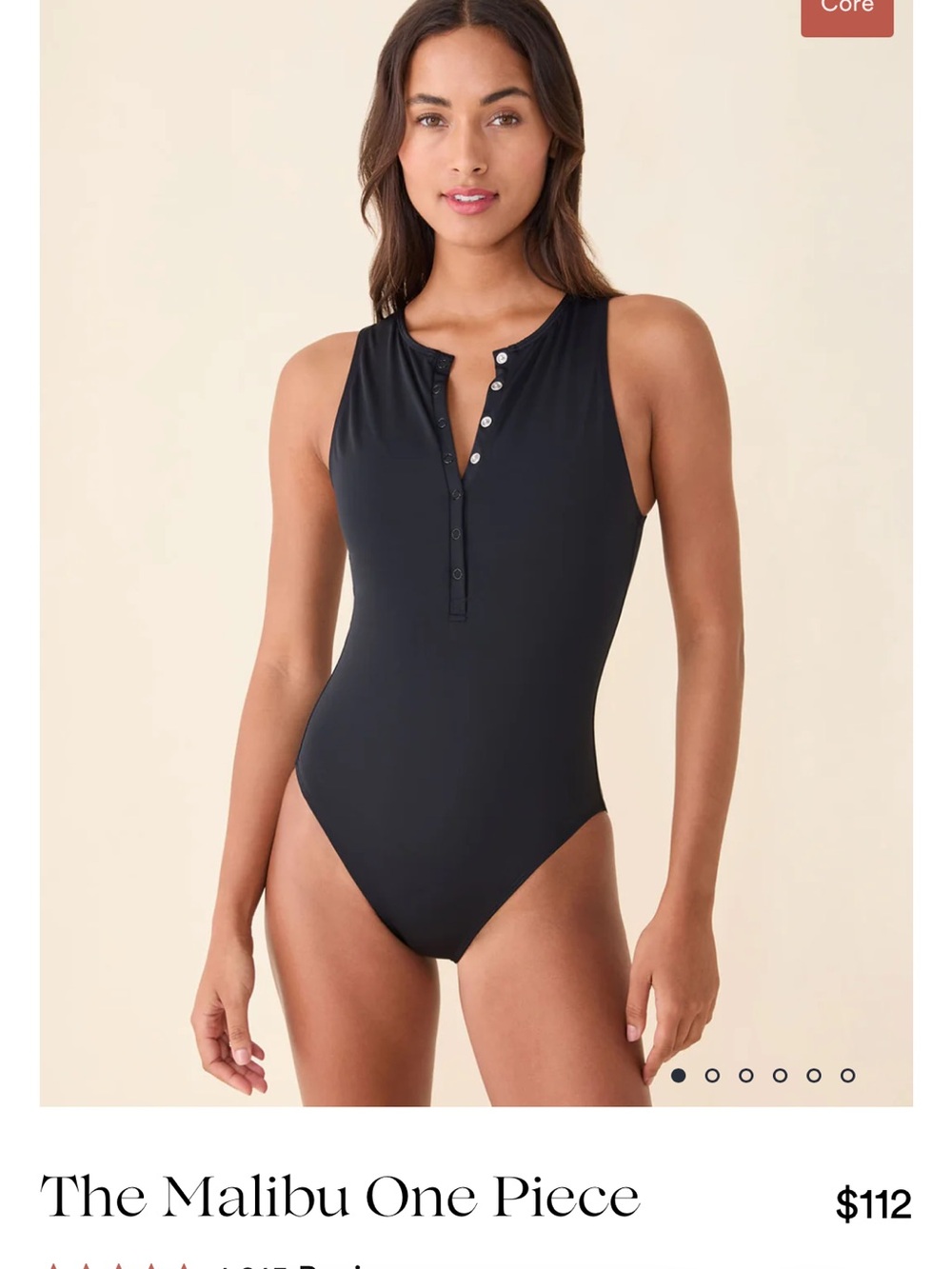 Andie Malibu Black Henley One Piece Swimsuit | XS Tall | $112 Retail